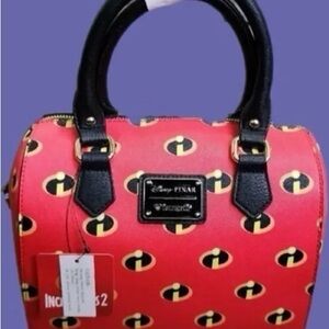 Loungefly Incredibles OG HEART LOGO Red Barrel Satchel Crossbody Bag